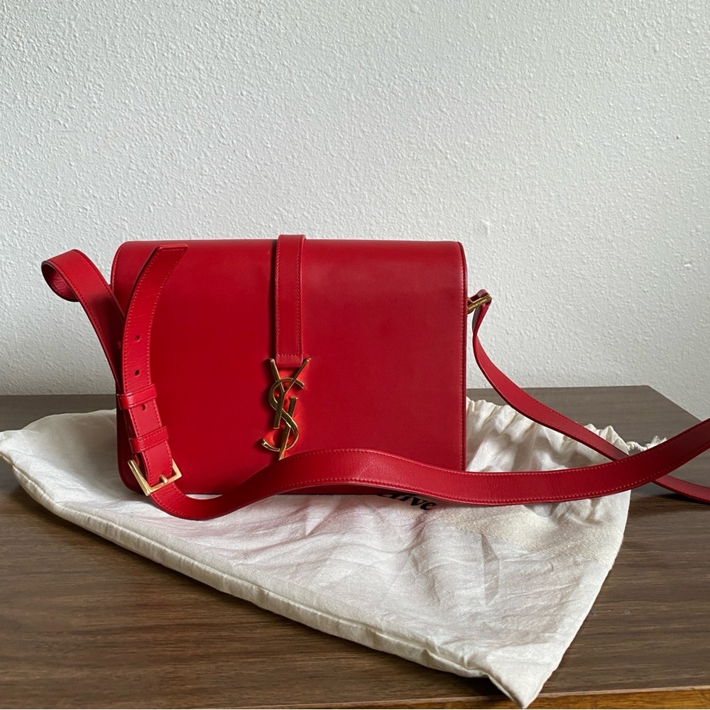 Yves Saint Laurent Universitè Red Calf Leather Crossbody Bag